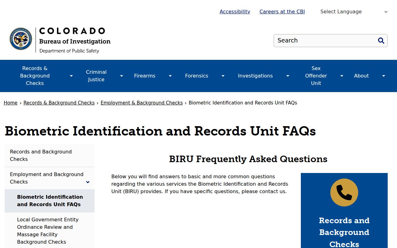 CBI biometric identification and criminal history records FAQs