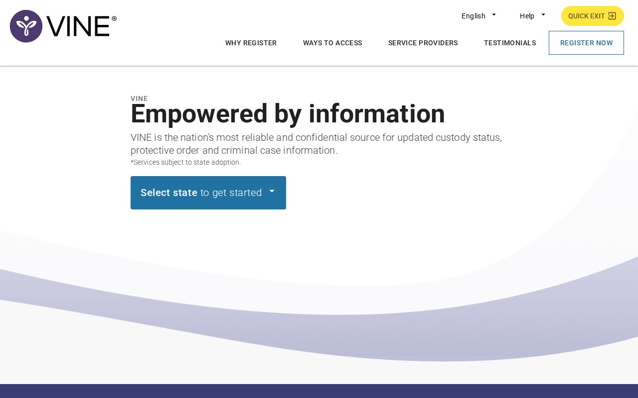 VINELink custody notification search interface