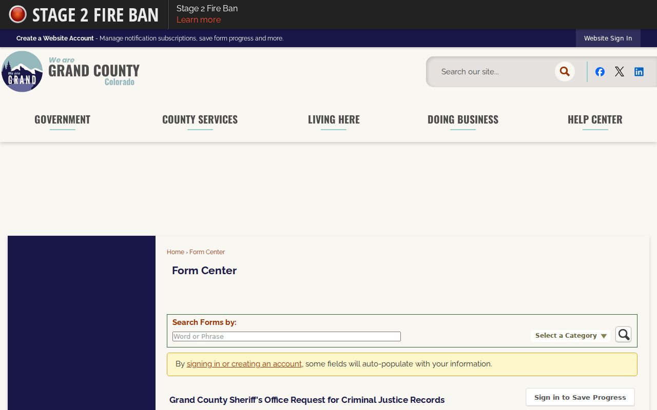 Grand County Sheriff criminal justice records request form