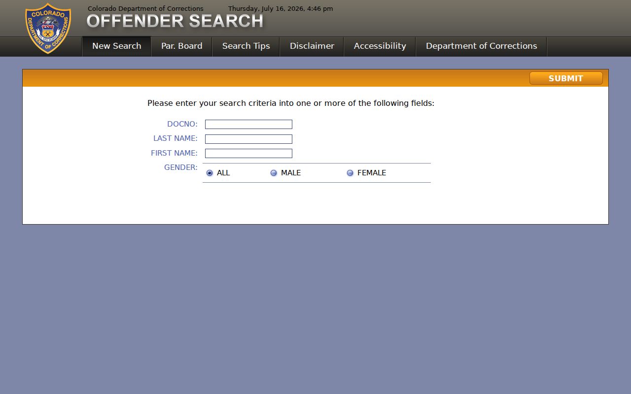 Grand County criminal history CDOC offender search