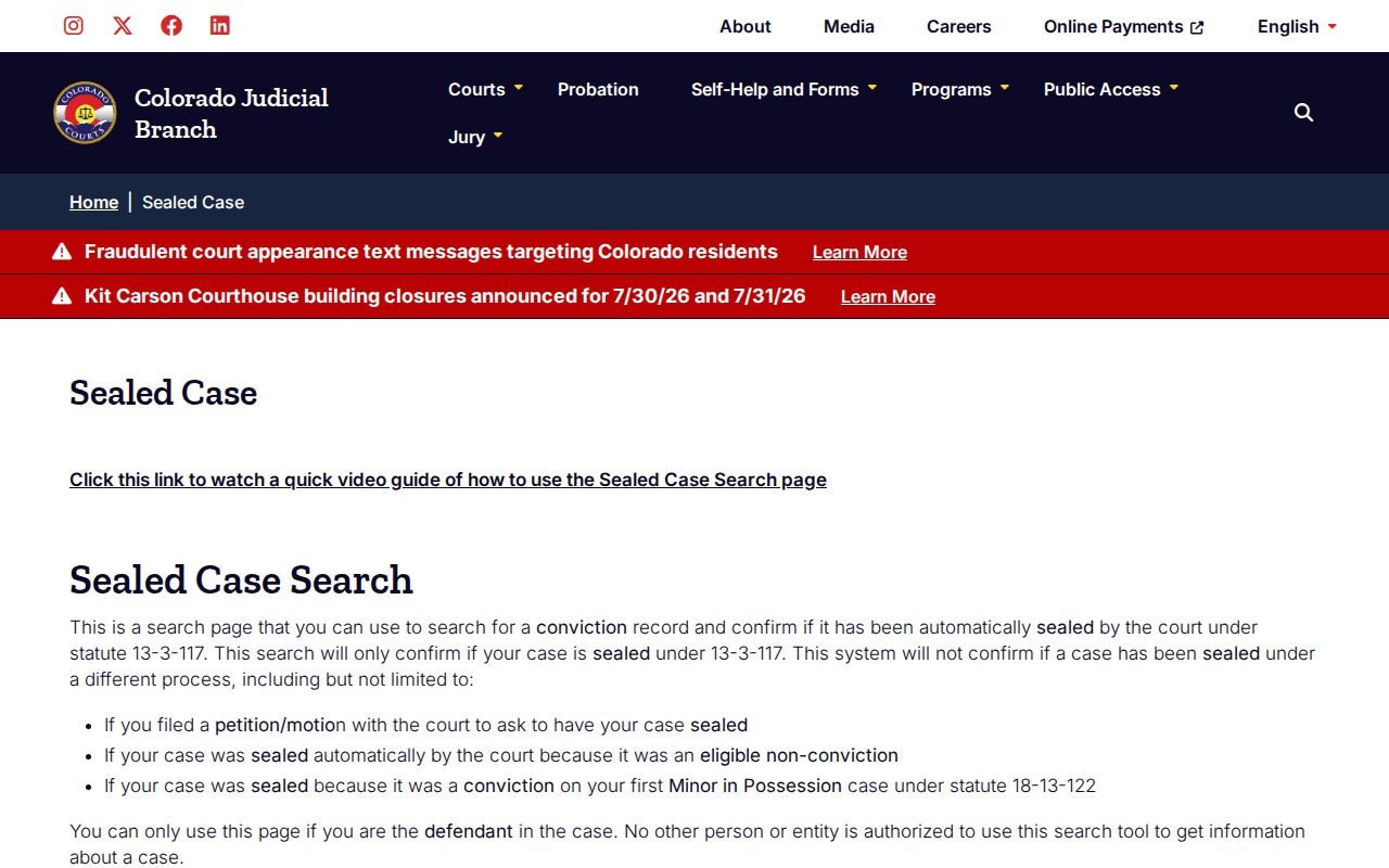 Grand County criminal record sealing confirmation search